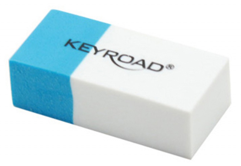 Gumka wielofunkcyjna KEYROAD, pakowane na displayu, niebiesko-biała
