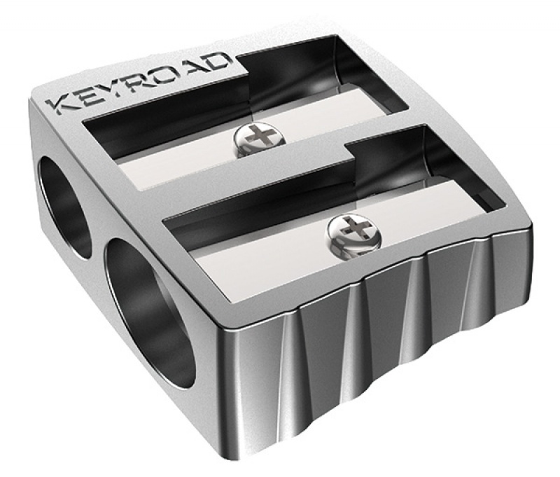Temperówka KEYROAD, aluminiowa, podwójna, pakowana na displayu, srebrna - zdjęcie (2