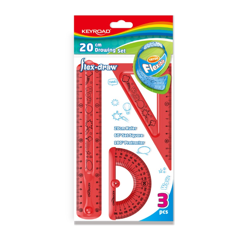 Zestaw geometryczny KEYROAD Flex-draw, z grafiką, zawieszka, mix kolorów - zdjęcie (2