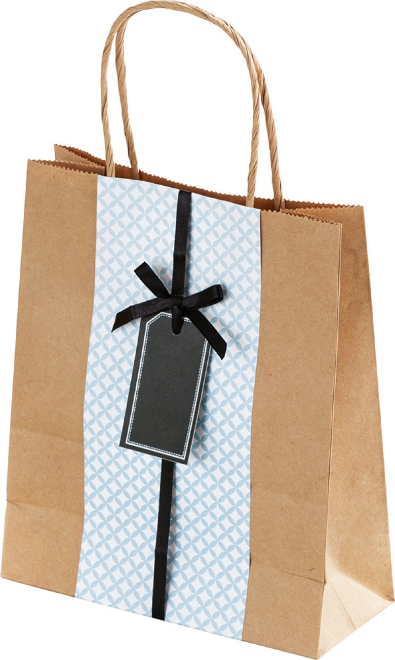 Torebka na prezenty KRAFT, papierowa, 18x8x21 cm, gr. 125g/m2, brązowa - zdjęcie (2