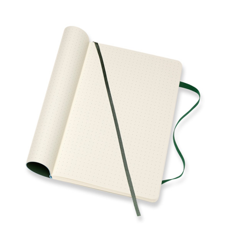 Notes MOLESKINE L (13x21cm) w kropki, miękka oprawa, myrtle green, 192 strony, zielony - zdjęcie (6