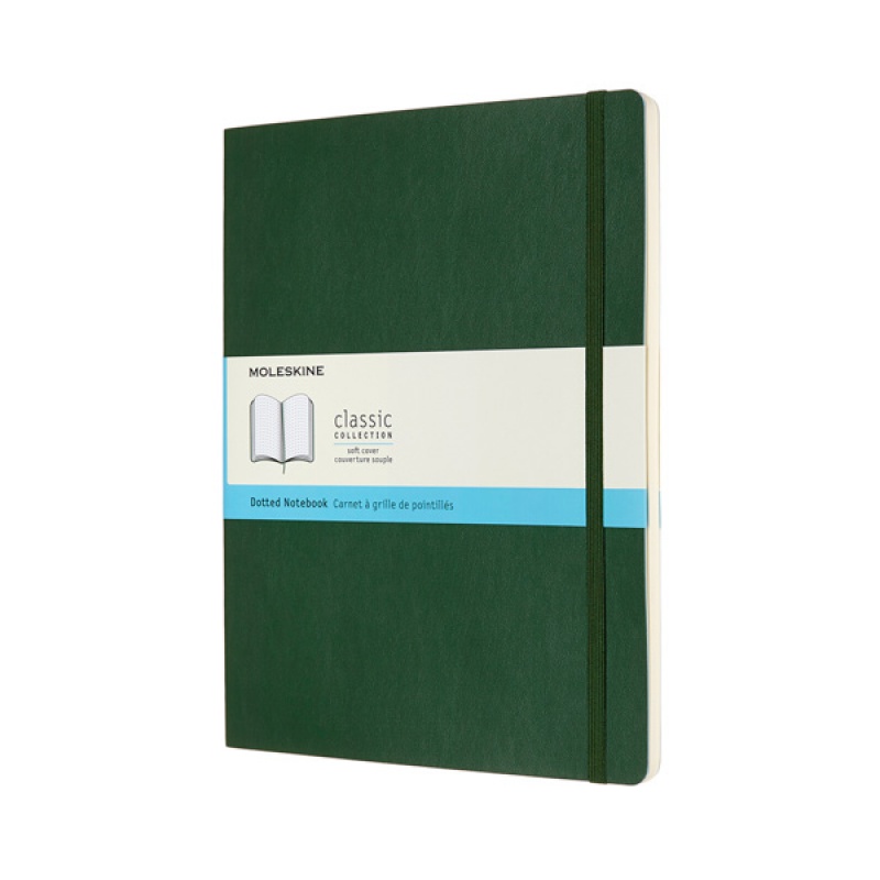 Notes MOLESKINE XL (19x25cm) w kropki, miękka oprawa, myrtle green, 192 strony, zielony - zdjęcie (12