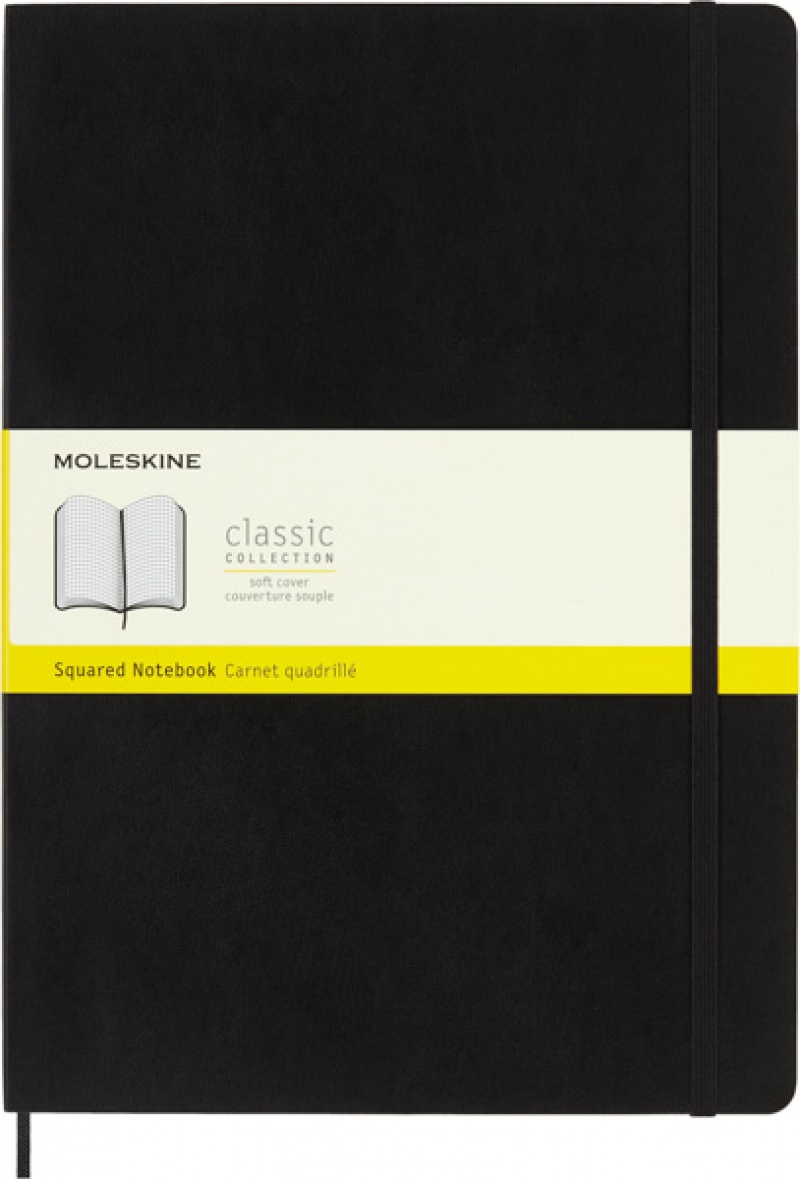 Notes MOLESKINE Classic A4 (21x29,7 cm) w kratkę, miękka oprawa, 192 strony, czarny