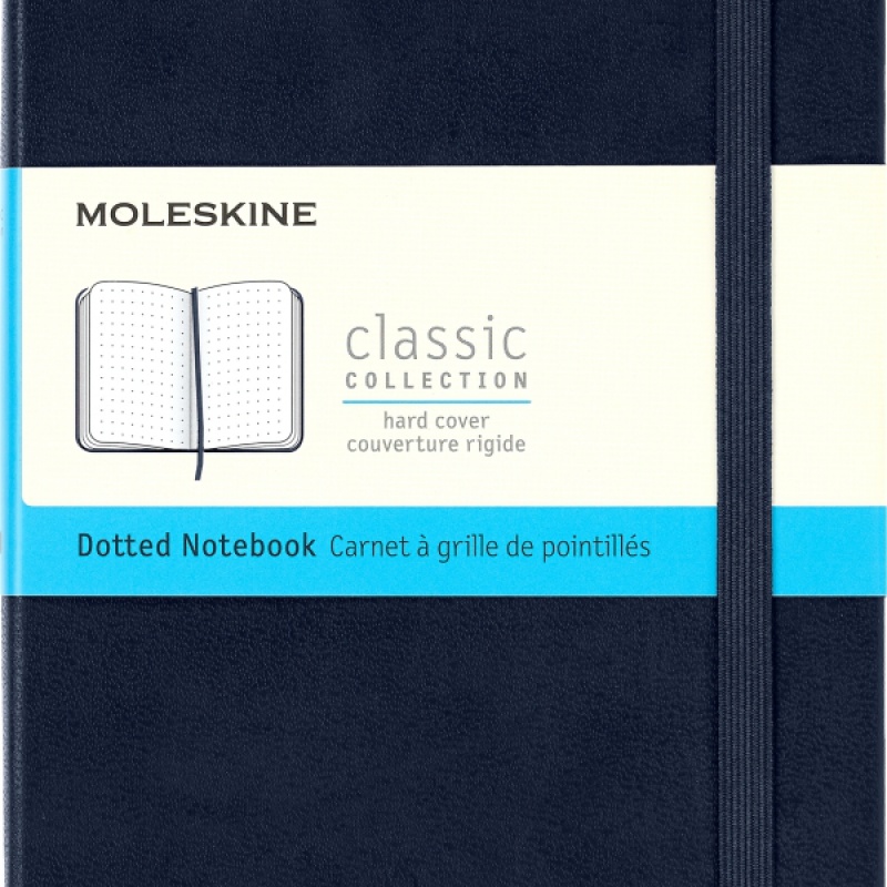 Notes MOLESKINE Classic M (11,5x18 cm) w kropki, twarda oprawa, sapphire blue, 208 stron, niebieski