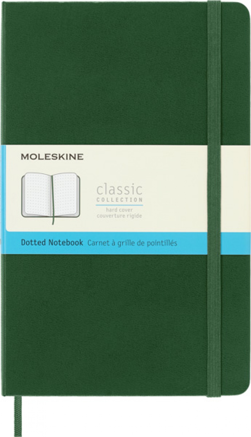 Notes MOLESKINE Classic L (13x21cm) w kropki, twarda oprawa, myrtle green, 240 stron, zielony