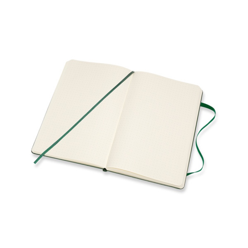 Notes MOLESKINE Classic L (13x21cm) w kropki, twarda oprawa, myrtle green, 240 stron, zielony - zdjęcie (4