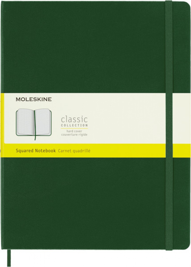 Notes MOLESKINE Classic XL (19x25cm) w kratkę, twarda oprawa, myrtle green, 192 strony, zielony