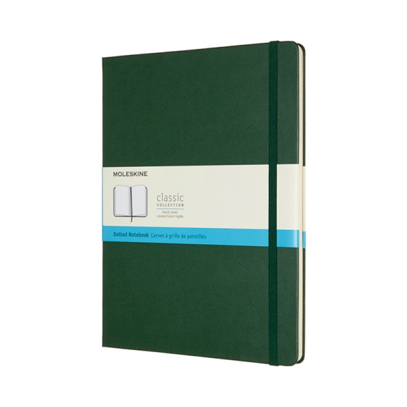 Notes MOLESKINE Classic XL (19x25cm) w kropki, twarda oprawa, myrtle green, 192 strony, zielony - zdjęcie (12