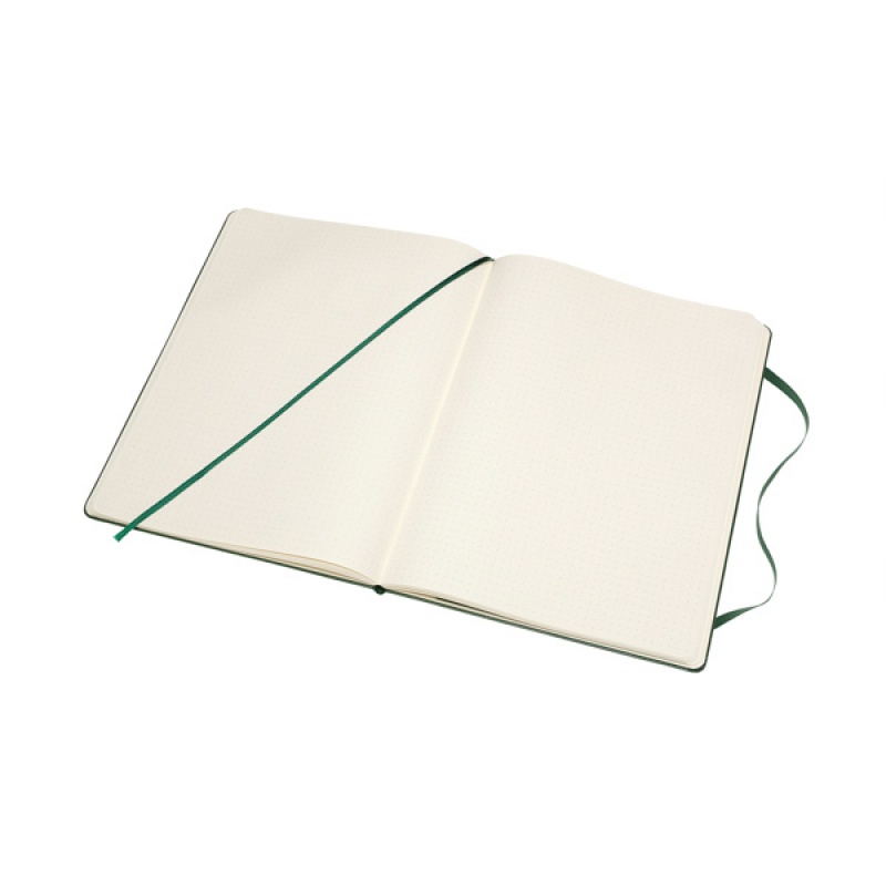 Notes MOLESKINE Classic XL (19x25cm) w kropki, twarda oprawa, myrtle green, 192 strony, zielony - zdjęcie (4