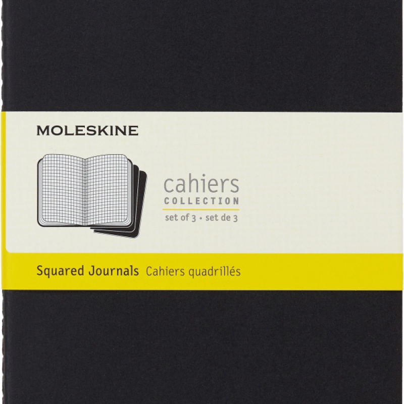 Zestaw 3 Zeszytów MOLESKINE Cahier Journals L (13x21cm) w kratkę, 80 strony, czarny - zdjęcie (6
