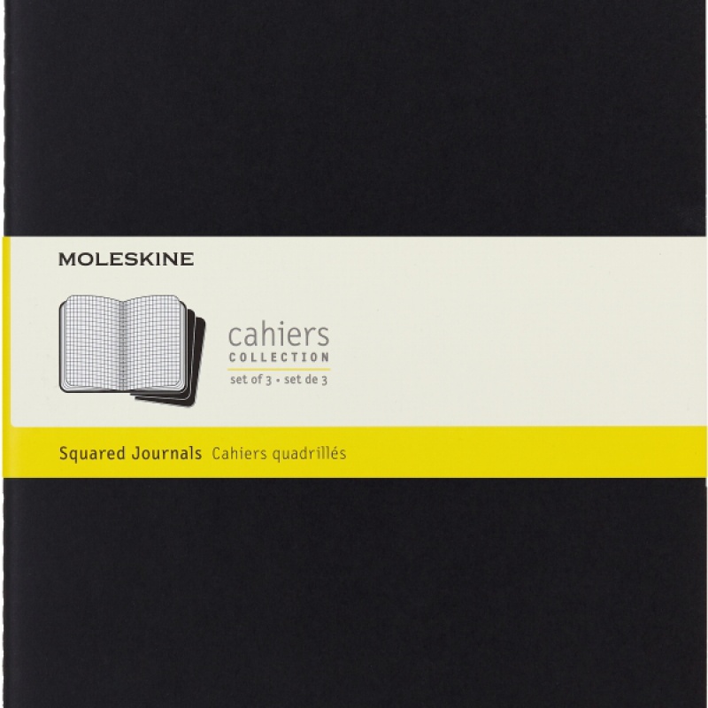 Zestaw 3 Zeszytów MOLESKINE Cahier Journals XL (19x25cm) w kratkę, 120 stron, czarny - zdjęcie (6