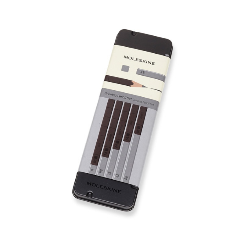 Zestaw ołówków MOLESKINE 5 szt. Różnej twardości w metalowym pudełku - zdjęcie (6