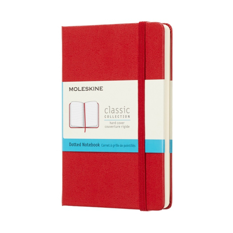 Notes MOLESKINE Classic P (9x14 cm) w kropki, twarda oprawa, scarlet red, 192 strony, czerwony