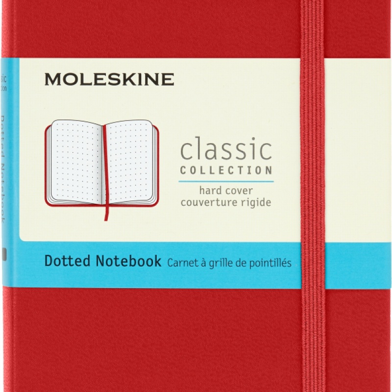 Notes MOLESKINE Classic P (9x14 cm) w kropki, twarda oprawa, scarlet red, 192 strony, czerwony