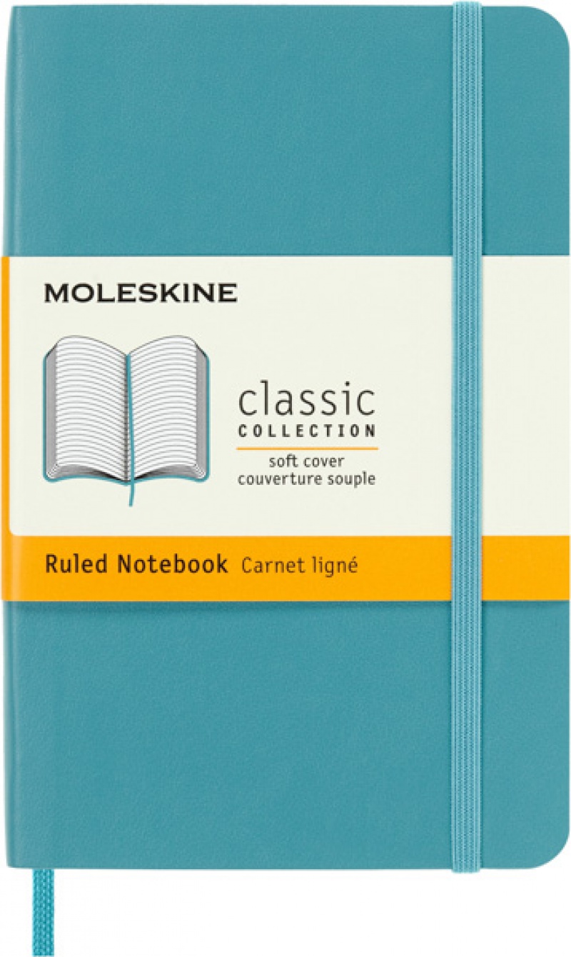 Notes MOLESKINE P (9x14 cm) w linie, miękka oprawa, reef blue, 192 strony, niebieski