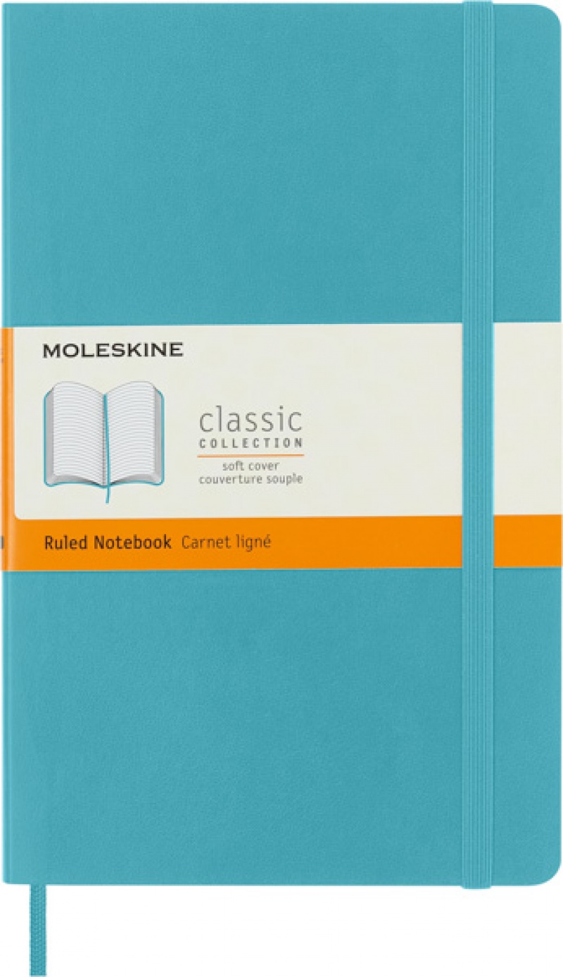 Notes MOLESKINE L (13x21 cm) w linie, miękka oprawa, reef blue, 192 strony, niebieski