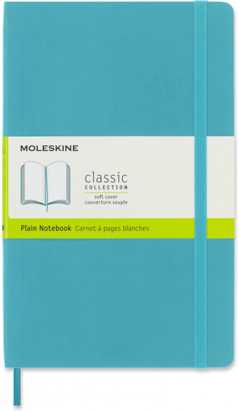 Notes MOLESKINE L (13x21 cm) gładki, miękka oprawa, reef blue, 192 strony, niebieski