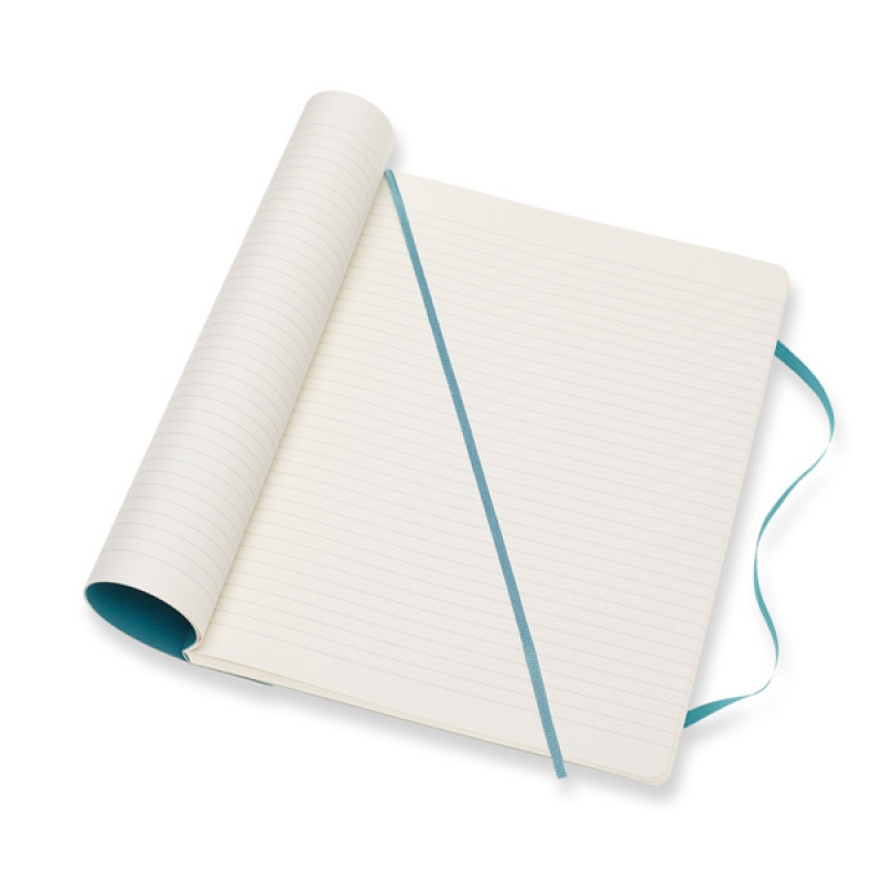 Notes MOLESKINE XL (19x25 cm) w linie, miękka oprawa, reef blue, 192 strony, niebieski - zdjęcie (6