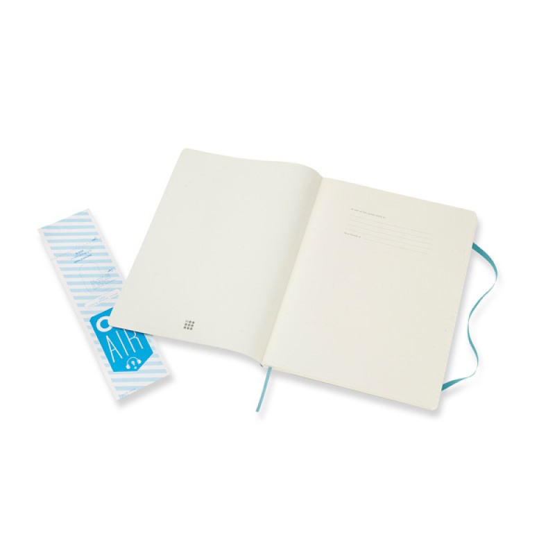 Notes MOLESKINE XL (19x25 cm) w linie, miękka oprawa, reef blue, 192 strony, niebieski - zdjęcie (4