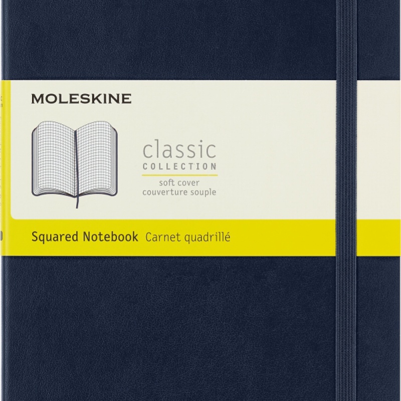 Notes MOLESKINE L (13x21cm) w kratkę, miękka oprawa, sapphire blue, 192 strony, niebieski