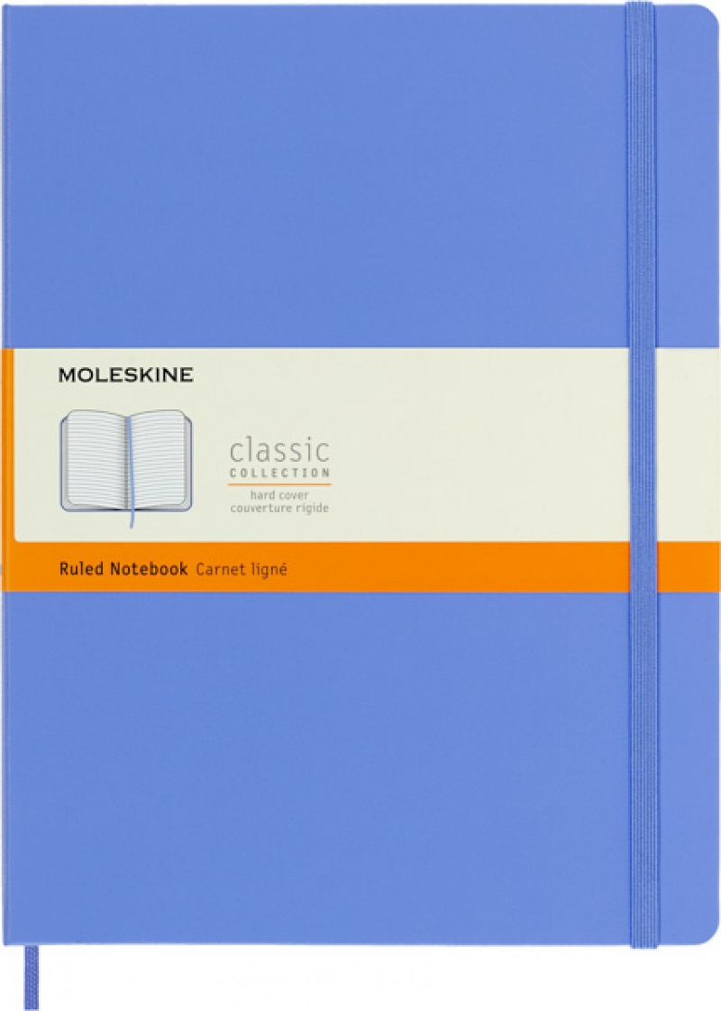 Notes MOLESKINE Classic XL (19x25 cm) w linie, twarda oprawa, hydrangea blue, 192 strony, niebieski