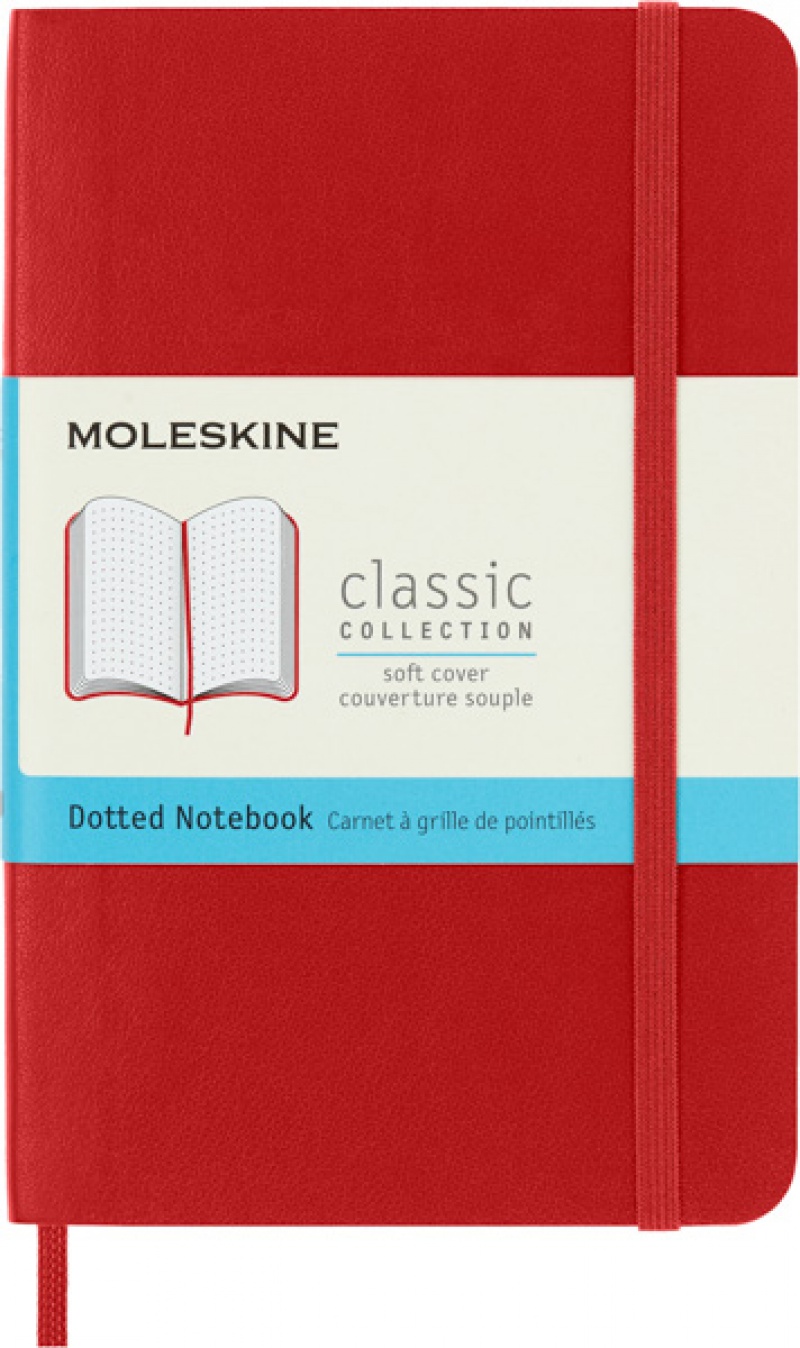 Notes MOLESKINE Classic P (9x14cm) w kropki, miękka oprawa, 192 strony, czerwony