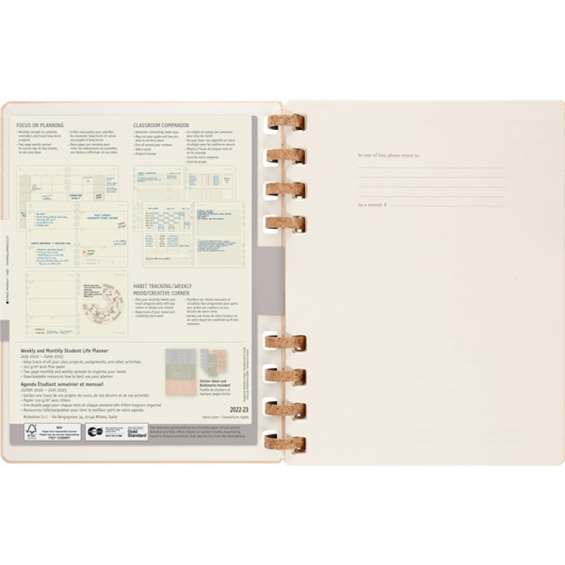 Kalendarz akademicki na spirali MOLESKINE lip 22 - cze 2023, XL, twarda oprawa, remake oyster - zdjęcie (15