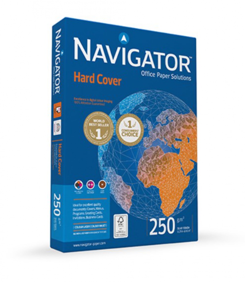 Papier ksero NAVIGATOR HARD COVER FSC, A4, klasa A, 250 gsm, 125 ark.