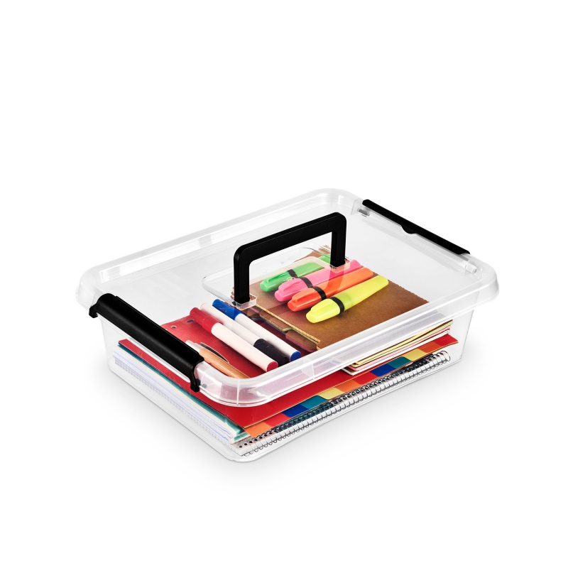 Pojemnik do przechowywania MOXOM Simple box, 8,5l, z rączką, transparentny