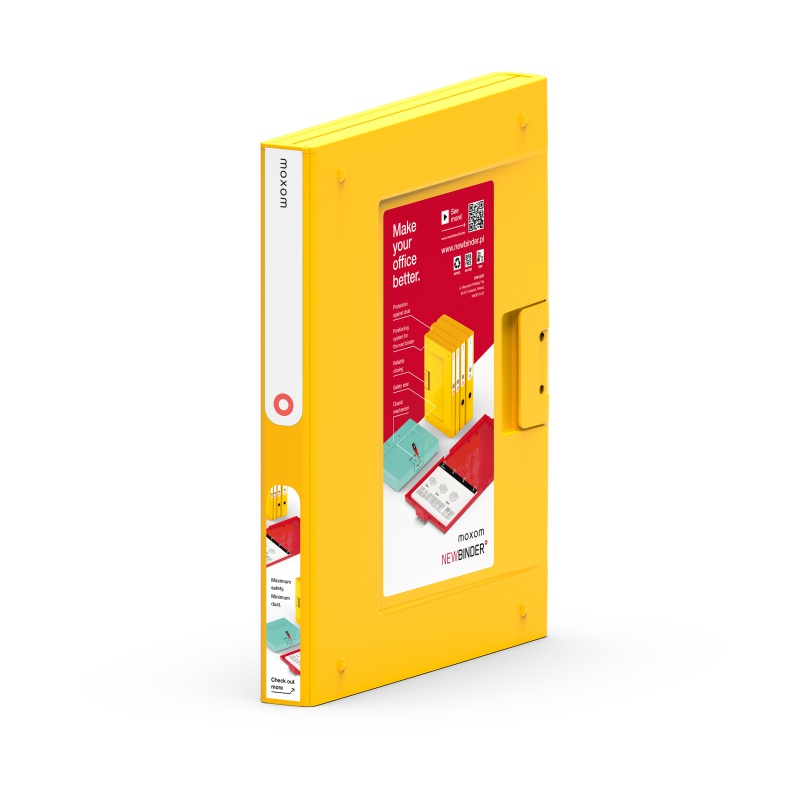 Folder NEW BINDER MOXOM, plastikowy, A4/35mm, żółty - zdjęcie (2
