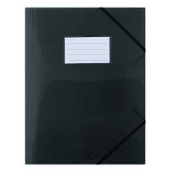 Teczka z gumką DONAU, PP, A4, 480mikr., 3-skrz., półtransparentna czarna