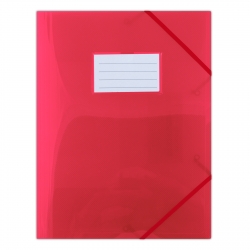 Teczka z gumką DONAU, PP, A4, 480mikr., 3-skrz., półtransparentna czerwona