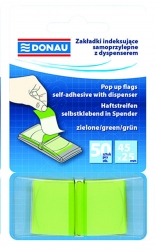 Zakładki indeksujące DONAU, PP, 25x45mm, 1x50 kart., transparentne zielone