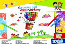 Blok rysunkowy GIMBOO, A4, 20 kart., 70gsm, biały