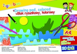 Blok rysunkowy GIMBOO, A4, 20 kart., 70gsm, mix kolorów