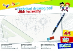 Blok techniczny GIMBOO, A4, 10 kart., 150gsm, biały