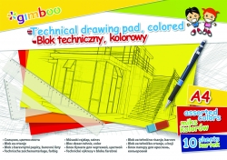 Blok techniczny GIMBOO, A4, 10 kart., 150gsm, mix kolorów