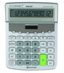 Kalkulator biurkowy Q-CONNECT Premium 12-cyfrowy, 154x205mm, szary