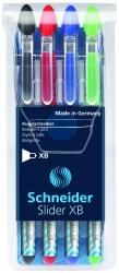 Zestaw długopisów SCHNEIDER Slider Basic, XB, 4 szt., miks kolorów podstawowych