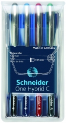 Pióro kulkowe Schneider ONE Hybrid C 0,5 mm, w etui 4 szt., miks kolorów