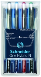 Pióro kulkowe Schneider ONE Hybrid N 0,3 mm, w etui 4 szt., miks kolorów