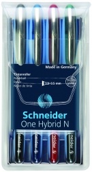 Pióro kulkowe Schneider ONE Hybrid N 0,5 mm, w etui 4 szt., miks kolorów
