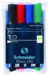 Zestaw markerów do tablic SCHNEIDER Maxx 290, 2-3 mm, 4 szt., miks kolorów
