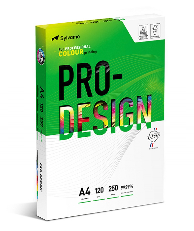 Papier ksero PRO-DESIGN FSC, satynowany, klasa A++, A4, 168CIE, 120gsm, 250 ark.