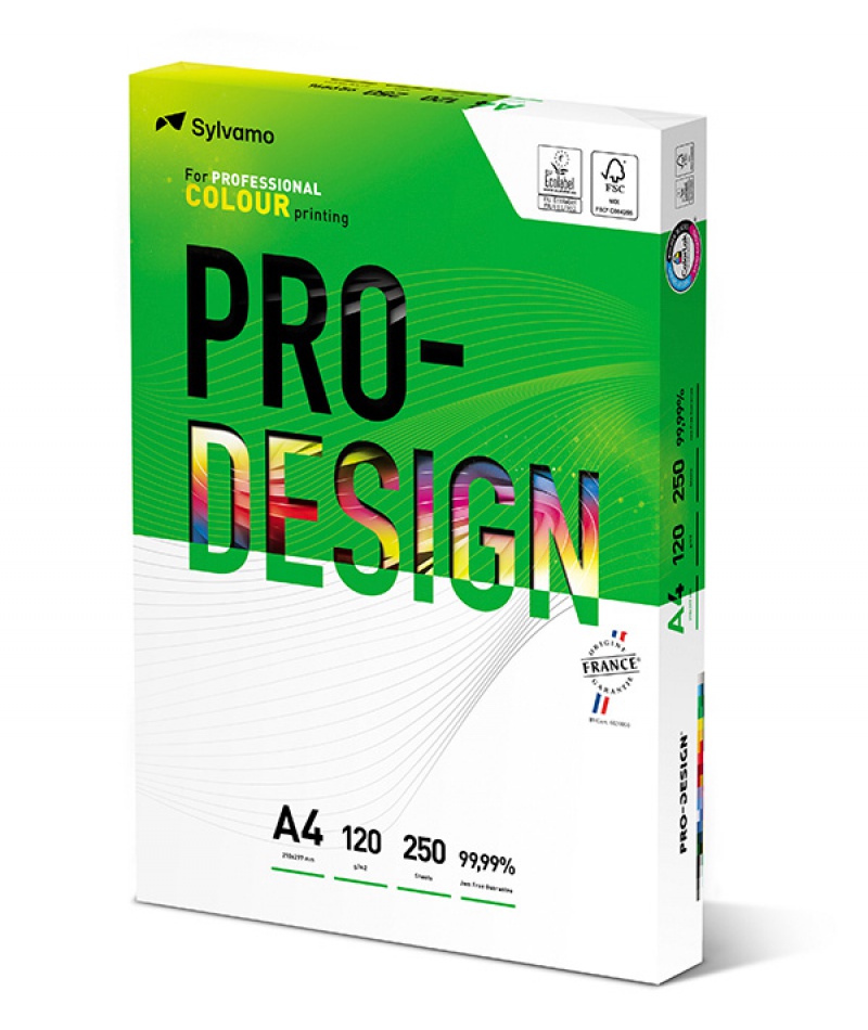 Papier ksero PRO-DESIGN FSC, satynowany, klasa A++, A4, 168CIE, 120gsm, 250 ark.