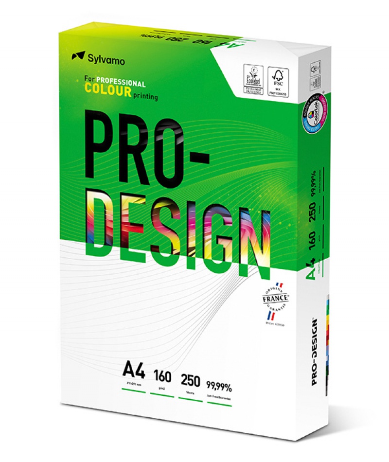 Papier ksero PRO-DESIGN FSC, satynowany, klasa A++, A4, 168CIE, 160gsm, 250 ark. - zdjęcie (2