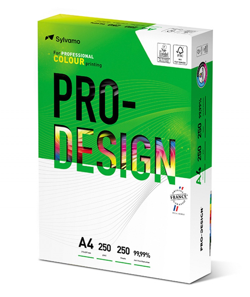 Papier ksero PRO-DESIGN FSC, satynowany, klasa A++, A4, 168CIE, 250gsm, 250 ark.