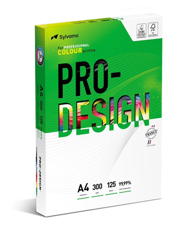 Papier ksero PRO-DESIGN FSC, satynowany, klasa A++, A4, 168CIE, 300gsm, 125 ark.