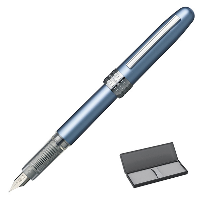 Pióro wieczne Platinum Plaisir Frosty Blue, F, niebieskie metaliczne - zdjęcie (2