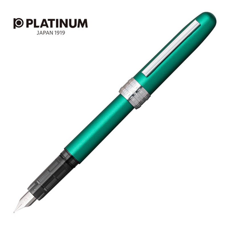 Pióro wieczne Platinum Plaisir Teal Green, M, zielone matowe - zdjęcie (5